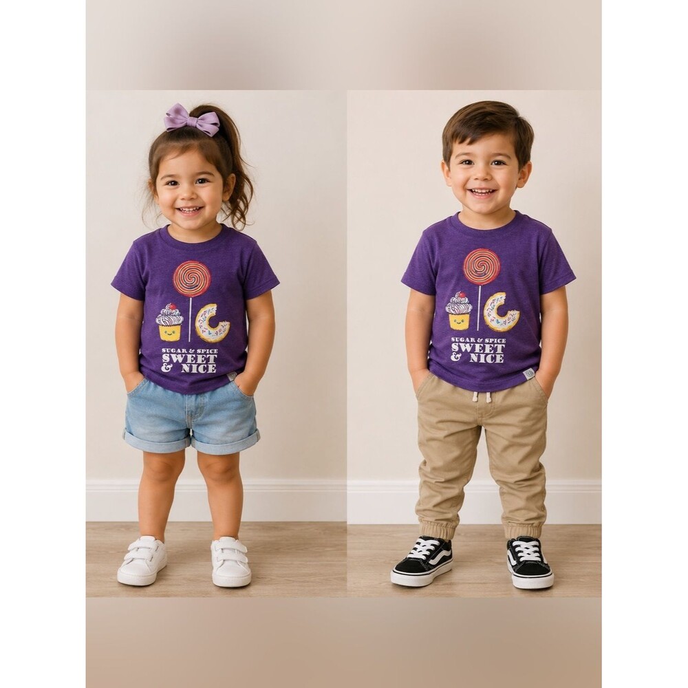 Wes & Willy Toddler Girl Sugar & Spice Donut Cupcake Lollipop Graphic T-Shirt 3T
